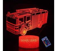 3d Fire Truck Night Lamp 16 Colors Changing Power Usb Remote Control Switch Lamp Decorative Optical Illusion Led Table Lamp Birthday Christmas Gift Children Toys