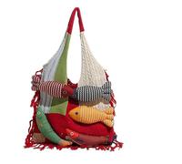 3D Fish Knitted Tote Bag,Cute Cartoon Fish Patchwork Shoulder Bags,Large Capacity Bohemian Hobo Handbag for Travel Vacation (D)