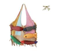 3D Fish Knitted Tote Bag,Cute Cartoon Fish Patchwork Shoulder Bags,Large Capacity Bohemian Hobo Handbag for Travel Vacation (A)