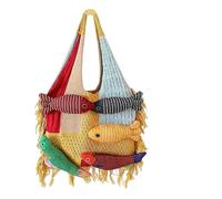 3D Fish Knitted Tote Bag,Cute Cartoon Fish Patchwork Shoulder Bags,Large Capacity Bohemian Hobo Handbag for Travel Vacation (C)