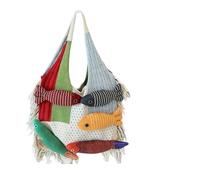 3D Fish Knitted Tote Bag,Cute Cartoon Fish Patchwork Shoulder Bags,Large Capacity Bohemian Hobo Handbag for Travel Vacation (E)