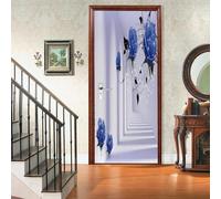 3D Fleur Rose Porte Autocollant Auto-Adhésif Affiche Papier Peint Mural Art Wall Sticker Photo 90 X 200 Cm Pour Salon Chambre Salle De Bain Cuisine Bureau Pvc Porte Amovible Décoration-54701654905507