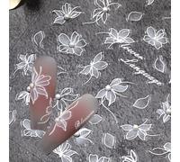 3D Fleurs Blanche Stickers Ongles Nail Art con Perles, Autocollants Ongles Autoadhésif 5D Deco, Stickers Autoadhésif pour Design Manucure, Belle Deco Ongle en Relief pour Femmes
