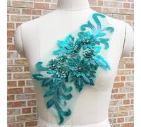 3D Fleurs Strass Sequins Dentelle Tissus Applique Broderie Couture sur Patches pour Mariage/Soirée Robe Vêtements Patches, La 006 Green, 1pcs