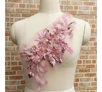 3D Fleurs Strass Sequins Dentelle Tissus Applique Broderie Couture sur Patches pour Mariage/Soirée Robe Vêtements Patches, La 006 Dou Sha, 1pcs