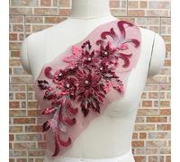 3D Fleurs Strass Sequins Dentelle Tissus Applique Broderie Couture sur Patches pour Mariage/Soirée Robe Vêtements Patches, La 006 Wine Red, 1pcs
