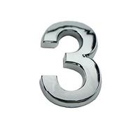 3D Flottant Auto-Adhésif Plaque Maison Numéro Autocollants Imperméables Porte Chiffres Signe Galvanoplastie Nickel pour Extérieure Boîte Aux Lettres Appartement Hôtel (3,5 cm,Argent 3)