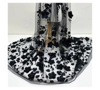 3D Flower Beads Lace Mesh Fabric Tulle For Dress Mosquito Net Patchwork Needlework DIY Material Home Textile Decor(Black,1yard long price)