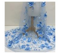 3D Flower Beads Lace Mesh Fabric Tulle For Dress Mosquito Net Patchwork Needlework DIY Material Home Textile Decor(Color3,2yards long price)