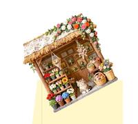 3D Flower Shop Fridge Magnet Mini House Refrigerator Magnet | Miniature House Refrigerator Magnet for Cabinet Locker Whiteboard Gates Bookshelf Desk Kitchen