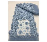 3D Flowers French Lace Fabric Net With Beads Fabrics For Wedding(Brass)