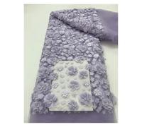 3D Flowers French Lace Fabric Net With Beads Fabrics For Wedding(Color1)