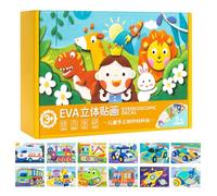 3D Foam Sticker Puzzle - Reusable Sticker Books | Craft Supplies, 12 Pieces Educational Game Kids Foam Puzzles, for Desktop Christmas Art Project School Home Party Hobby Leisure Time Family Activity