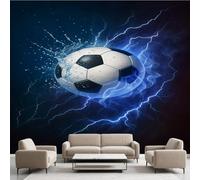 3D Football Flamme Fantastique Film Autocollant Stickers Muraux Sport Ballon Abstrait Papier Peint, Foudre Texture Mural pour Salon Chambre Décoratif Murale Pour Meuble Stickers Muraux 366 x 254 cm