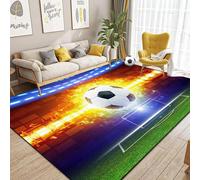 3d Football Mat For Teenagers Large Area Rug With Ice Fire Flame Print Football Design Football Mat Decoration For Living Room Games (E,80 X 120 Cm)