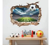 3D Football Sticker Mural, Autocollant Mural D'enfant Garçon, Mural de Football Coloré, Football 3D Stickers Amovible pour Chambre D'enfant Salon Chambre Cadeau Déco