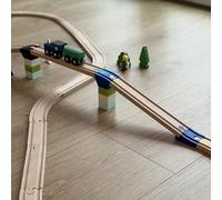 3D FREUNDE Adaptateur de pont pour chemins de fer en bois - Convient pour rails BRIO et blocs de construction DUPLO - 4 pièces - Fabriqué en Allemagne - Bleu