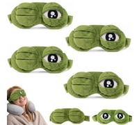 3D Frog Eye Mask for Women Men, 100% Blackout Sleeping Eye Cover with Adjustable Eyelids, Ultra-Soft Contoured Blindfold for Travel Naps & Fun Prank Gifts, Green (4PCS)