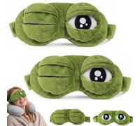 3D Frog Eye Mask for Women Men, 100% Blackout Sleeping Eye Cover with Adjustable Eyelids, Ultra-Soft Contoured Blindfold for Travel Naps & Fun Prank Gifts, Green (2PCS)