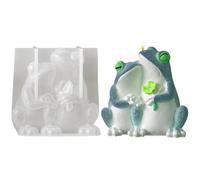 3D Frog Silicone Candle Mold, Cute Frog Figurine Mold, Reusable Animal Shaper for Soap, Clay, Cement & Resin, DIY Craft Molds for Home Decoration Projects (Two frogs)