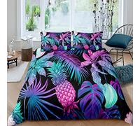 3D Fruit D'Ananas Coloré Parure De Lit 3 Pièces Chaîne Housse De Couette En Microfibre 1/2 Personnes Avec Fermeture Éclair,Classique Ensemble De Literie Pour Garçon Fille Enfant Adulte, 200X200 Cm
