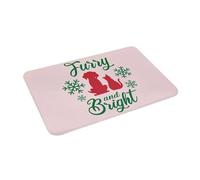 3D Furry and Bright Cat and Dog Sitting Together Holiday Design Anti-Slip Floor Mat Entrance Home Bedroom Footpad Mats-40x60cm