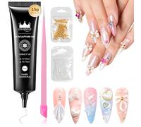 3D Gel pour Ongles - Gel de Sculpture Multifonction 15g - Créez des Designs en Relief 5D, Modelez, Peignez et Collez des Strass avec ce Gel 3D Clair No Wipe