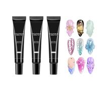 3D Gel Sculpture Pour Ongles, 3Pc Gel D'impression Solide Pour Ongles, Colle De Sculpture Super Adhésive Pour Pierres Précieuses Et Strass, Colle UV À Séchage Rapide Pour
