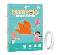 3D Geometry Learning Book, Educational Shape Toy Set, 11.69x8.27 inches, Includes 9 12 15 Solids, Hands-On Spatial Reasoning Aid, Interactive Math Activity, for Children Classroom Homeschool Travel