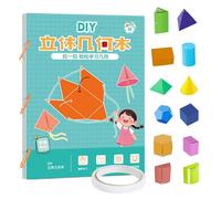 3D Geometry Learning Book, Educational Toy with 9.12.15 3D Solids, Spatial Thinking Puzzle Set, Perfect for Kids Classroom Travel Homeschool, 29.7x21cm 350g Multicolor Paper