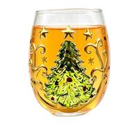 3D Glass Christmas Coffee Mugs Non-Slip Grip Hot and Cold Drinks Drinkware | 3D Pattern Christmas Glass Drinkware for Home Dorm Bar Party Gathering New Year Table Decor Ornament