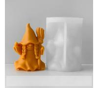 3D Gnome Silicone Mold for DIY Spooky Candles, Wax, Resin | Premium Candle Molds & Silicone Crafts Kit (BPA-Free),3ps,BROOM GNOME