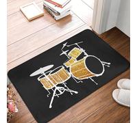 3D Gold Drum Set Front Door Mat Anti-Slip Outdoor Quick Dry Drummer Doormat Kitchen Balcony Entrance Rug Carpet-60x90cm