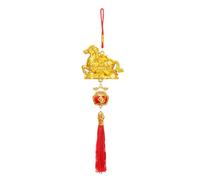 3D Golden Horse Ornament Pendant, Good Luck PVC Decoration with Tassel for Wall, Window, Door, Home, Tree, Party, Spring Festival, Blessing Celebration