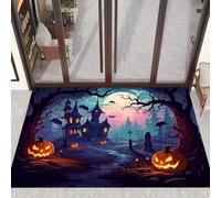 3D Halloween Castle Diatom Mud Carpet for Anti-Slip and Water-Absorbing Home Decoration in The Entrance Hall and Bathroom-60x90cm