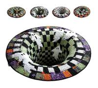 3D Halloween Rug, Soft & Non-Slip Halloween 3D Rug, Realistic Ghost Skeleton Pumpkin Patterns, Perfect Optical Illusion Decor for Haunted Parties (D,80CM)