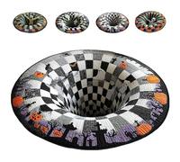 3D Halloween Rug, Soft & Non-Slip Halloween 3D Rug, Realistic Ghost Skeleton Pumpkin Patterns, Perfect Optical Illusion Decor for Haunted Parties (A,120CM)