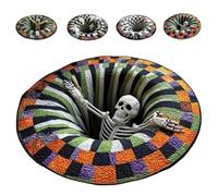 3D Halloween Rug, Soft & Non-Slip Halloween 3D Rug, Realistic Ghost Skeleton Pumpkin Patterns, Perfect Optical Illusion Decor for Haunted Parties (C,80CM)