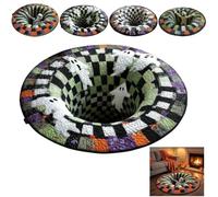 3D Halloween Rugs,Soft Durable Skeleton Vortex Optical Illusion Round Mat | Non-Slip Bottom,Quilted Round Design,3d Depth Effect,Ideal For Living Room,Dorm,Haunted House & Halloween Parties