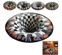 3D Halloween Rugs,Soft Durable Skeleton Vortex Optical Illusion Round Mat | Non-Slip Bottom,Quilted Round Design,3d Depth Effect,Ideal For Living Room,Dorm,Haunted House & Halloween Parties