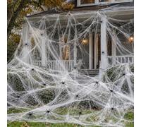 3D Halloween Spider Web with 50 Spiders,300g Stretchable Cotton Spider Web Outdoor Decoration, Horror Decoration for Outdoor Party, Garden, Garden Decoration，1pcs-300g
