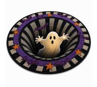 3D Haunted Staircase Halloween Rug, Round Optical Illusion Floor Mat (H,60×60 cm)