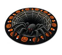 3D Haunted Staircase Halloween Rug, Round Optical Illusion Floor Mat (I,60×60 cm)