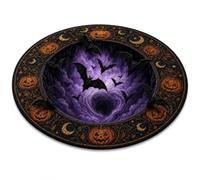 3D Haunted Staircase Halloween Rug, Round Optical Illusion Floor Mat (J,90×90 cm)
