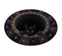 3D Haunted Staircase Halloween Rug, Round Optical Illusion Floor Mat (K,120×120 cm)