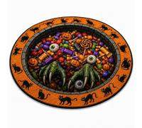 3D Haunted Staircase Halloween Rug, Round Optical Illusion Floor Mat (L,40×40 cm)