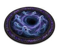 3D Haunted Staircase Halloween Rug, Round Optical Illusion Floor Mat (N,90×90 cm)