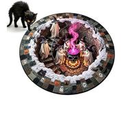 3D Haunted Staircase Round Rug, Spooky Halloween 3D Illusion Rug (55in-A)