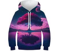 3D Hérisson Imprimé Animal1 Sweat à Capuche Pulls à Capuche Enfants Pull Décontracté Sweat-shirt Décontracté Survêtements à Manches Longues Hauts Pull Veste, Tree_and_planets, 11-13 ans