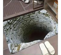 3D Hole Rug, 3D Hole Area Rug, Trap Optical Illusion Bottomless Non-Slip Doormat for Door Entrance, Funny Carpet to Prank for Door Entrance, Bathroom, Living Room (A,23.62 x 35.43 in)